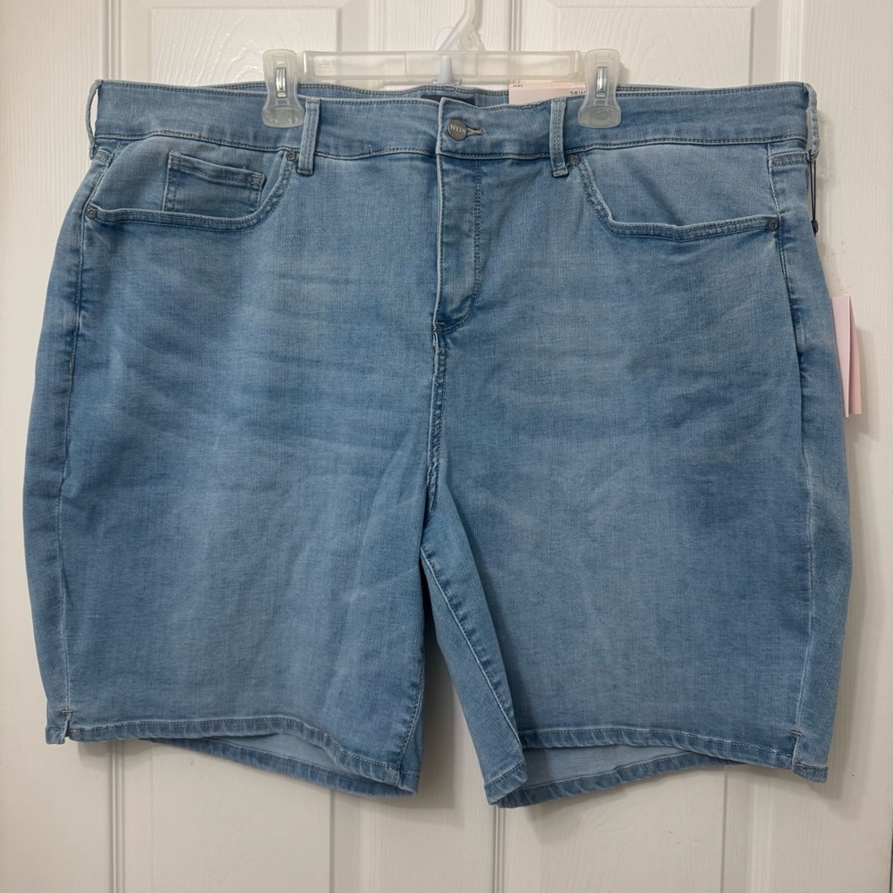 NYDJ Ella Poetry Denim Shorts Women Plus Size 28W LiftxTuck Sideseam Slits NWT